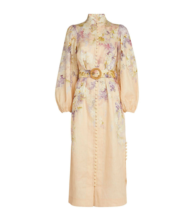 Zimmermann Lyrical Buttoned Midi Dress in Dreamy Floral Size 1/ AU 10