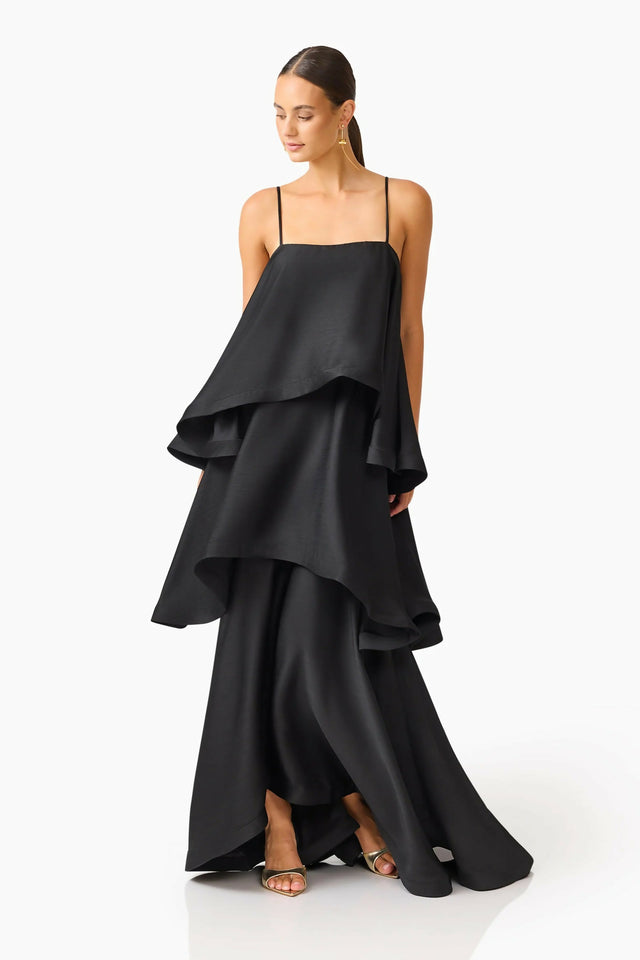 Elliatt Tilly Tiered Maxi Dress Black 8, 10 & 12