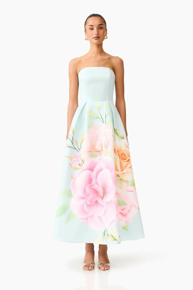 Elliatt Harper Strapless Gown in Baby Blue Floral