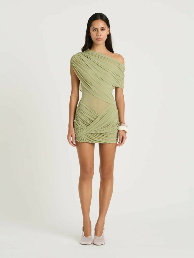 Benni Otto Mini Dress In Pistachio