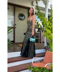 Rachel Gilbert Beaded Tulle Gown Black Gold 2/AU10 - Black/Gold / 10