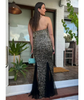 Rachel Gilbert Beaded Tulle Gown Black Gold 2/AU10 - Black/Gold / 10