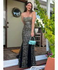 Rachel Gilbert Beaded Tulle Gown Black Gold 2/AU10 - Black/Gold / 10