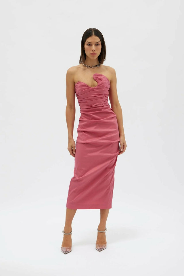 Rachel Gilbert Cheri Midi Dress Size 10 - 10 / Pink - Dresses