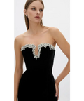 Rachel Gilbert Claudine Gown in Black Velvet - 8 / Black - Dresses