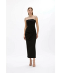 Rachel Gilbert Dottie Floral Crystal Sheer Draped Midi Dress Black Size 6 - 6 / Black - Dresses