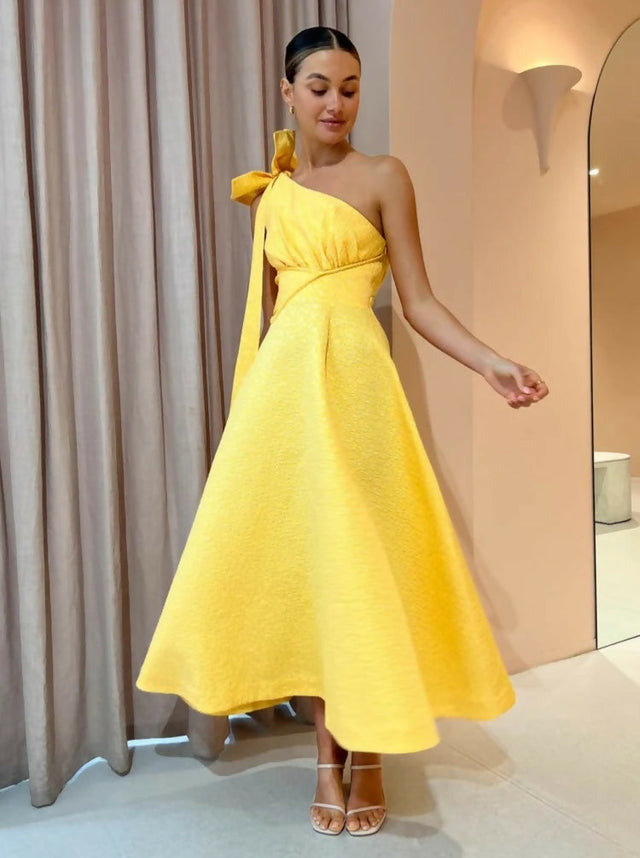 Rachel Gilbert Emilano Dress in Lemon Drop - 8 / Yellow - Dresses