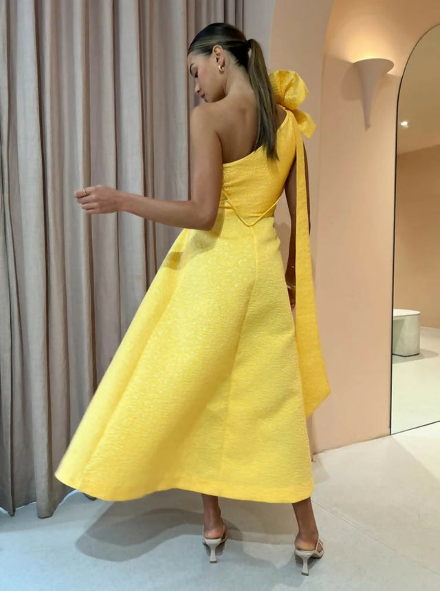 Rachel Gilbert Emilano Dress in Lemon Drop - 8 / Yellow - Dresses