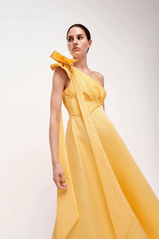 Rachel Gilbert Emiliano One Shoulder Gown Size 6 - 6 / Yellow - Dresses