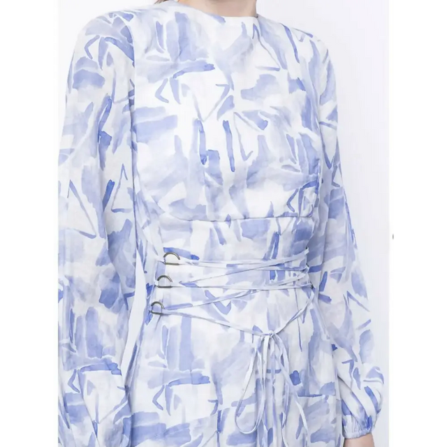 Rachel Gilbert Faris Abstract Print Dress Blue/White 3/AU14 - Blue/white / 12