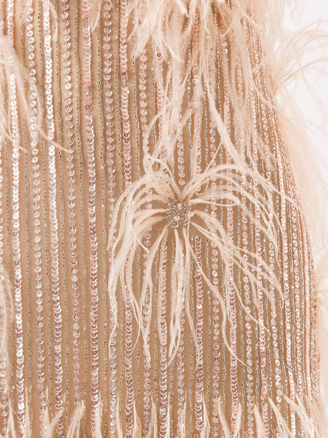 Rachel Gilbert - Rachel Gilbert Feather Sequin Mini Dress
