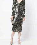 Rachel Gilbert Fleur Dress Gunmetal - 12 / Silver - Dresses