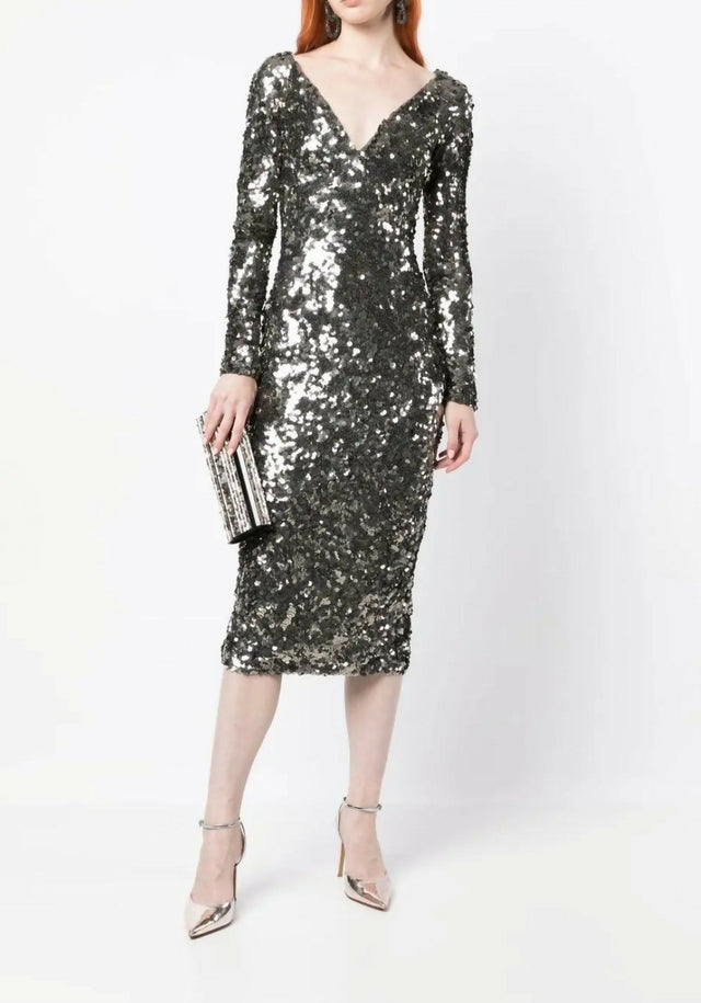 Rachel Gilbert Fleur Dress Gunmetal - 12 / Silver - Dresses