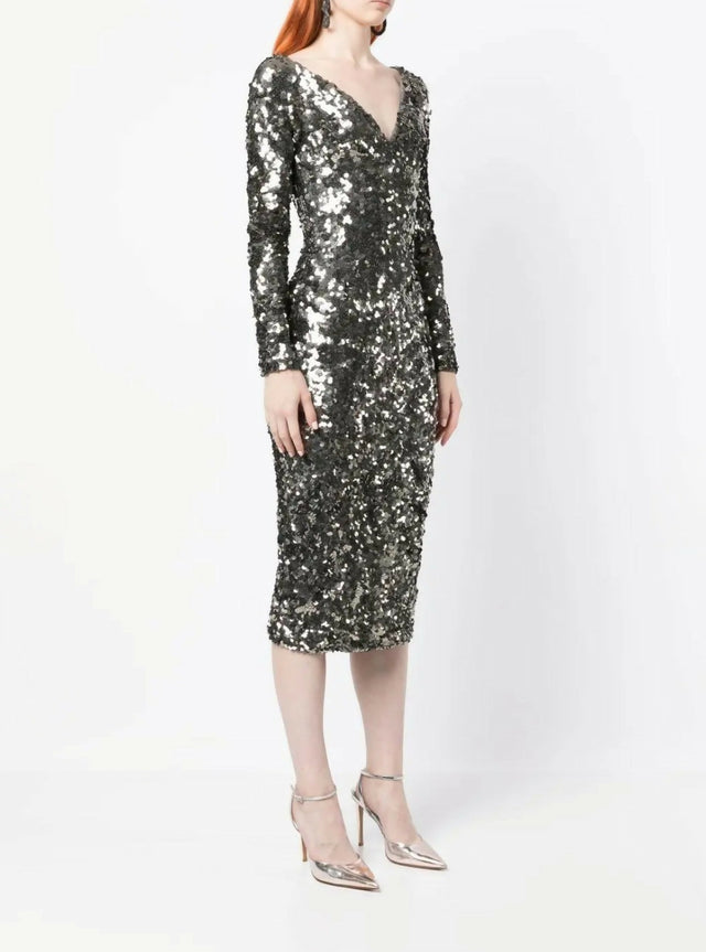 Rachel Gilbert Fleur Dress Gunmetal - 12 / Silver - Dresses