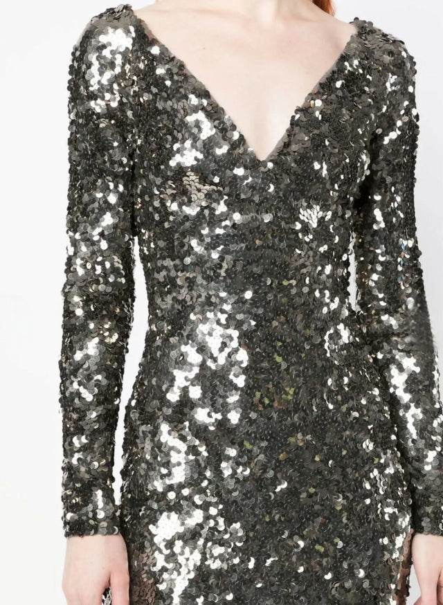 Rachel Gilbert Fleur Dress Gunmetal - 12 / Silver - Dresses