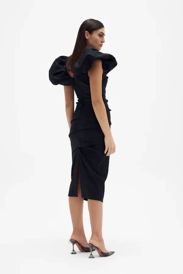 Rachel Gilbert Frey Midi Dress Black - Dresses