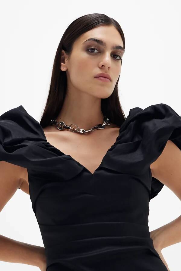 Rachel Gilbert Frey Midi Dress Black - Dresses