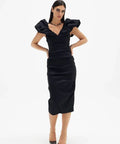 Rachel Gilbert Frey Midi Dress Black - Dresses