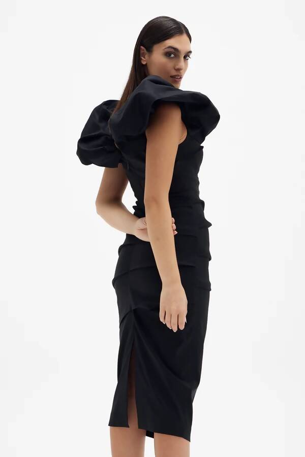 Rachel Gilbert Frey Midi Dress Black - Dresses