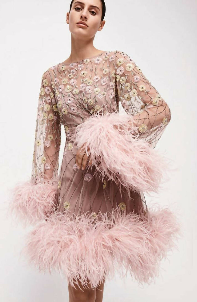 Rachel Gilbert - Rachel Gilbert Lennox Mini Dress Pink Nude Size 8