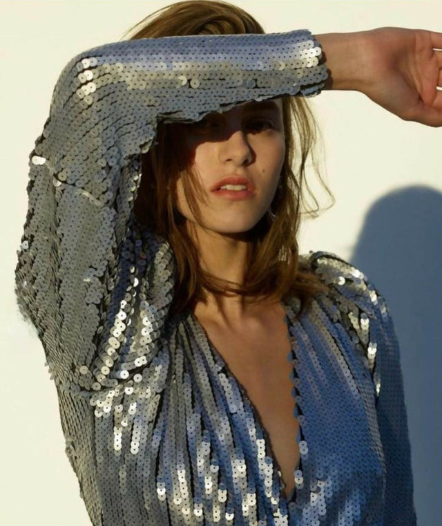 Rachel Gilbert Leopold Dress - 10 / Silver / Sequins - Dresses