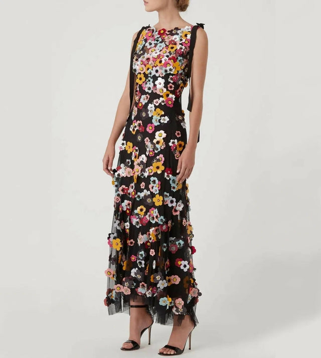 Rachel Gilbert Lolo Applique Floral Gown - Dresses