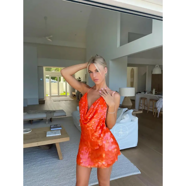 Rat and Boa Malika Dress - 8 / Orange - Dresses