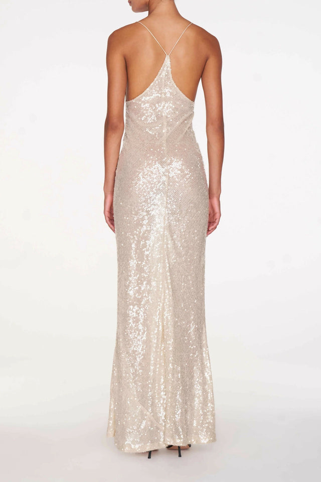 Rat and Boa Olympia Sequin Midi Dress - 8 / Cream - Dresses