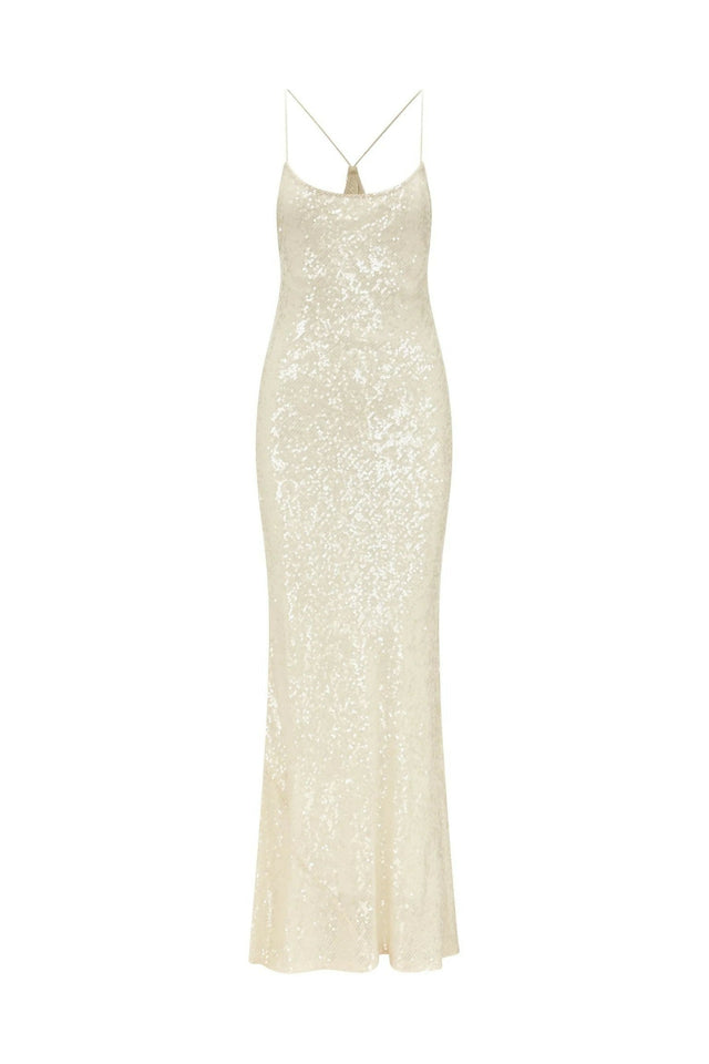 Rat and Boa Olympia Sequin Midi Dress - 8 / Cream - Dresses