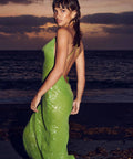 Rat & Boa Gaia Maxi Dress in Green Sequin - 8 / Green - Dresses
