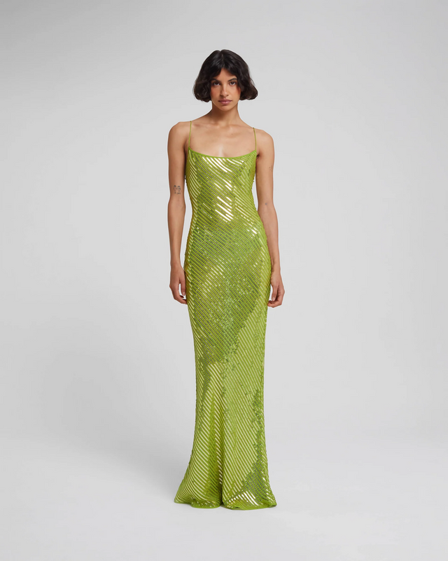 Rat & Boa Gina Sequin Maxi Dress Green Size XS Passion