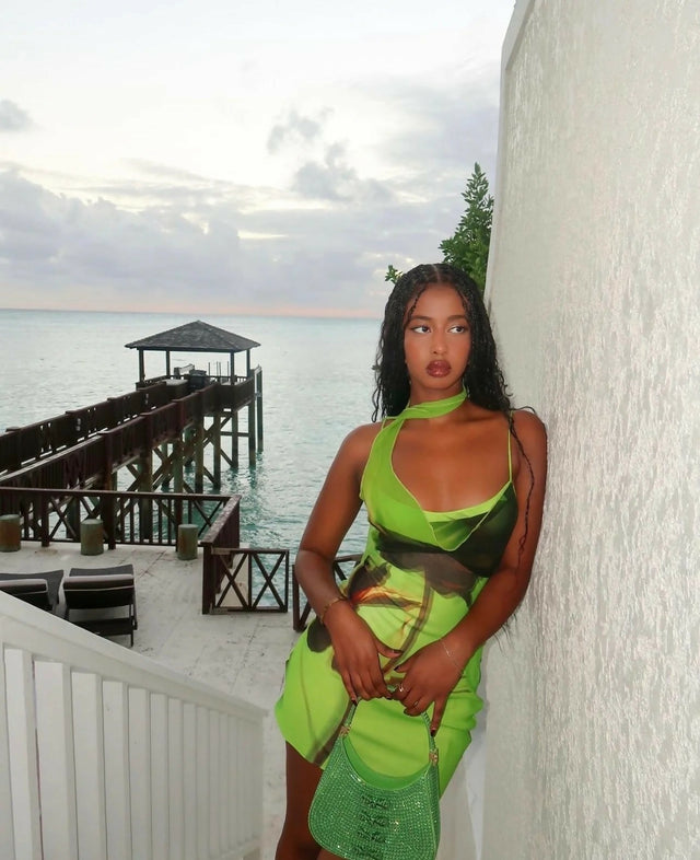 Rat & Boa Orisha Mini Dress - 8 / Green - Dresses