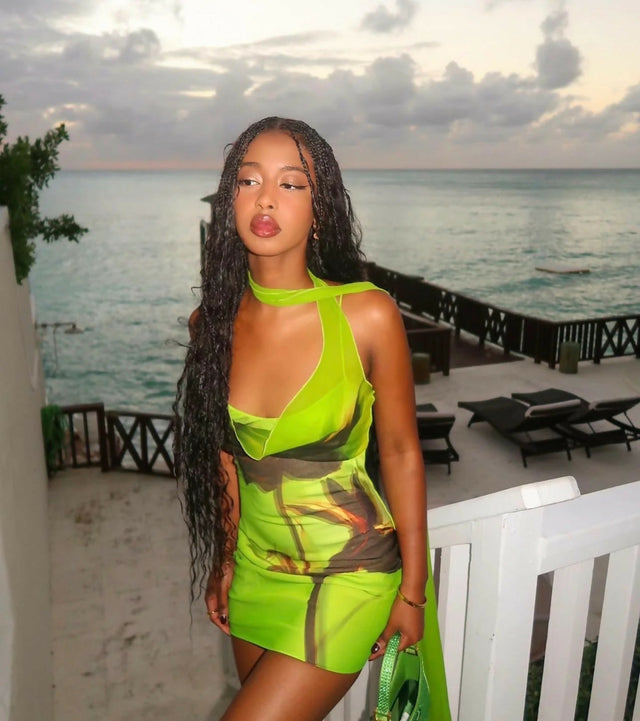 Rat & Boa Orisha Mini Dress - 8 / Green - Dresses