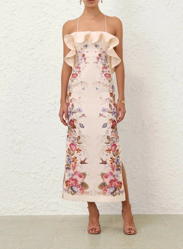 Zimmermann Patience Frill Midi Dress in Vanilla Floral