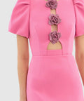 Rebecca Vallance Aubree Flower Mini Dress in Rose Size 6 8 - Dresses