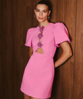 Rebecca Vallance Aubree Flower Mini Dress in Rose Size 6 8 - Dresses