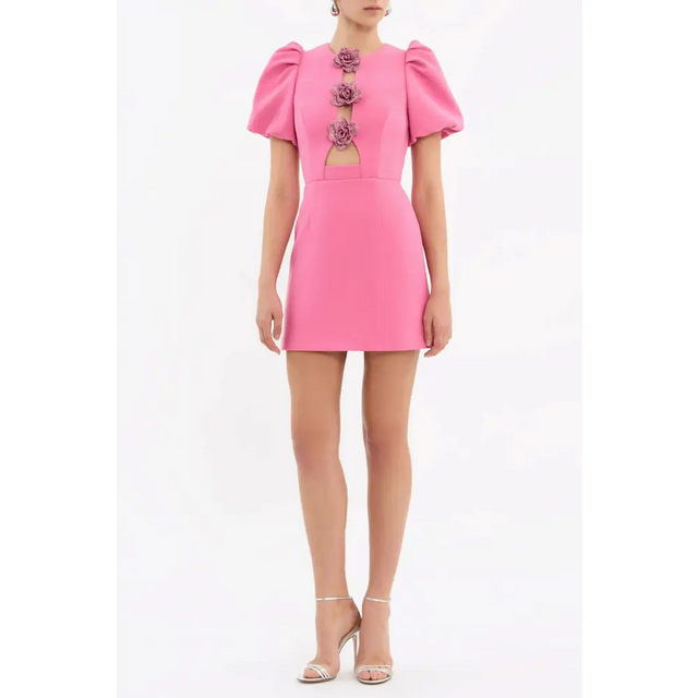 Rebecca Vallance Aubree Flower Mini Dress in Rose Size AU 12 - 12 / Pink - Dresses