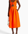 RebeccaVallanceCarmelitaCutOutMidiDressOrange