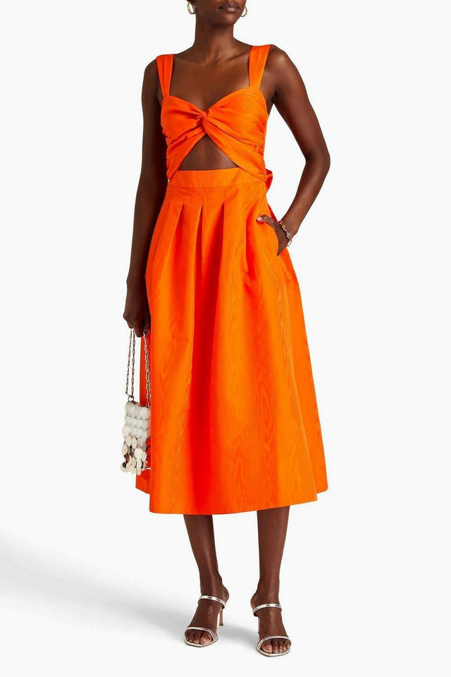 RebeccaVallanceCarmelitaCutOutMidiDressOrange