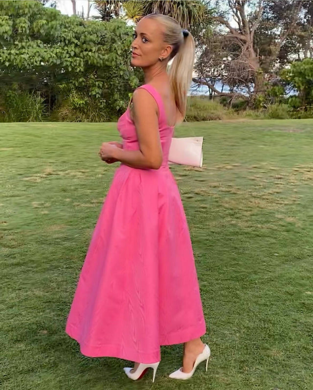 strapless open back dress Rebecca Vallance Carmelita Midi Dress Pink Size 14