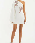 Rebecca Vallance Chantara One Shoulder Mini Dress - 10 / White - Dresses