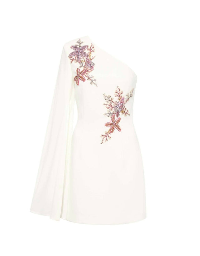 Rebecca Vallance Chantara One Shoulder Mini Dress - 10 / White - Dresses