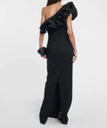 Rebecca Vallance Chloe One-Shoulder Taffeta-Trimmed Stretch-Crepe Gown - 6 / Black - Dresses
