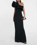 Rebecca Vallance Chloe One-Shoulder Taffeta-Trimmed Stretch-Crepe Gown - 6 / Black - Dresses