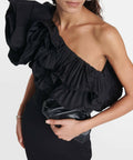 Rebecca Vallance Chloe One-Shoulder Taffeta-Trimmed Stretch-Crepe Gown - 6 / Black - Dresses