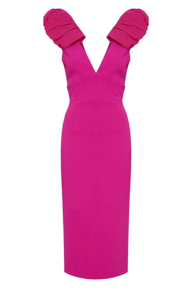 Rebecca Vallance Cupid’s Bow Midi Dress - 8 / Pink - Dresses