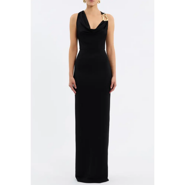 Rebecca Vallance Domenica Halter Gown Maxi Dress Black Size 6 - 6 / Black - Dresses