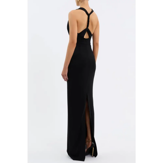 Rebecca Vallance Domenica Halter Gown Maxi Dress Black Size 6 - 6 / Black - Dresses