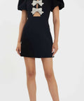 Rebecca Vallance Juliana Puff Sleeve Mini Dress - 8 / Black - Dresses