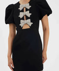 Rebecca Vallance Juliana Puff Sleeve Mini Dress - 8 / Black - Dresses